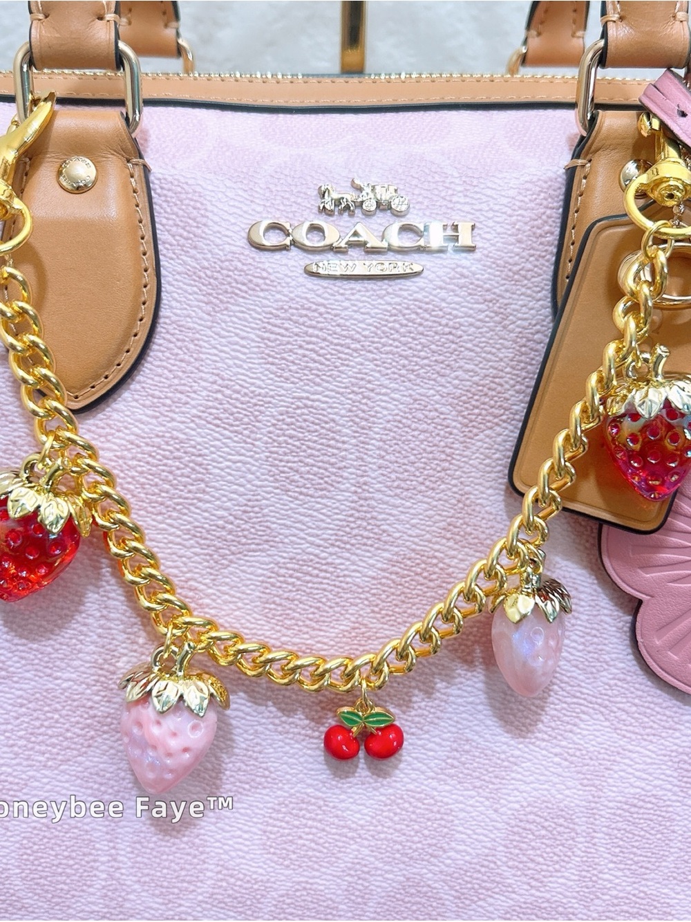 NWT Coach CEA19 Rowan Large Satchel Bag In Signature Canvas With Charms 🌸 🌸 - Picture 4 of 14